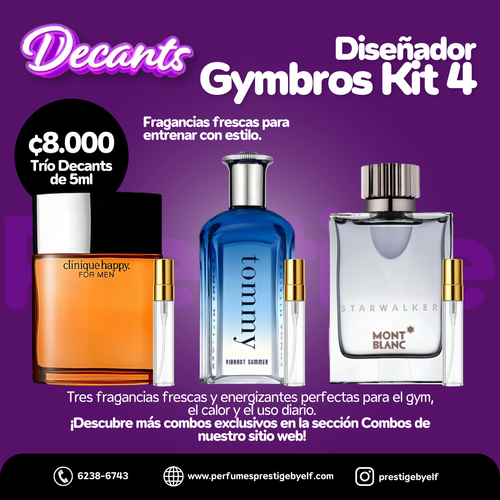 Kit Decants Diseñador Gymbros Kit 4 3x5ml Hombre