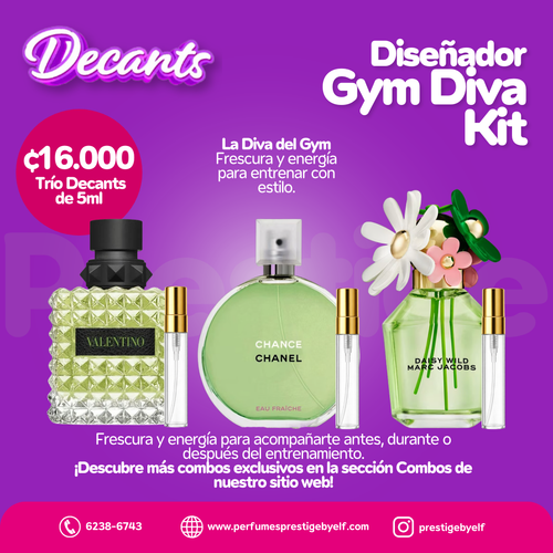 Kit Decants Diseñador Gym Diva Kit 3x5ml Mujer