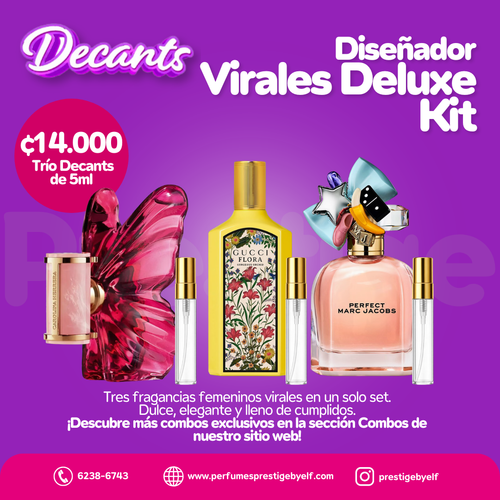 Kit Decants Diseñador Virales Deluxe 3x5ml Mujer