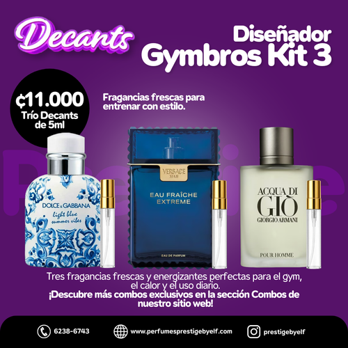 Kit Decants Diseñador Gymbros Kit 3 3x5ml Hombre