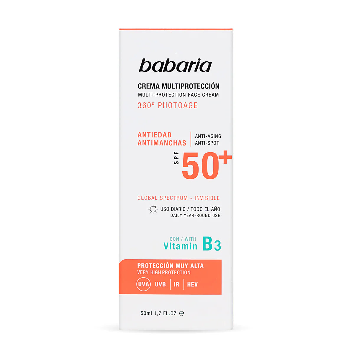 Babaria Crema Facial Antiedad Antimanchas Invisible F50 50ml