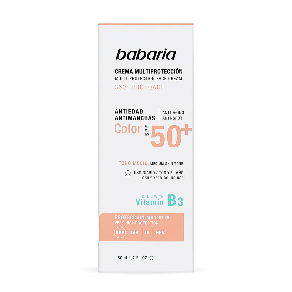 Babaria Crema Facial Antiedad Antimanchas Tono Medio F50 50ml