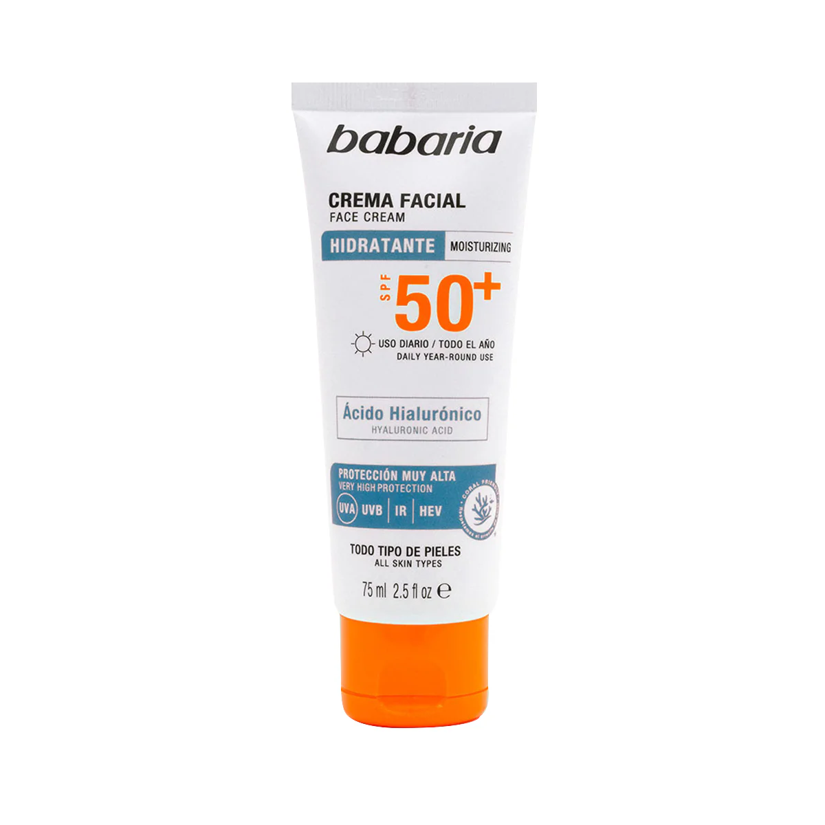 Babaria Crema Facial Solar Ácido Hialurónico F50 75ml